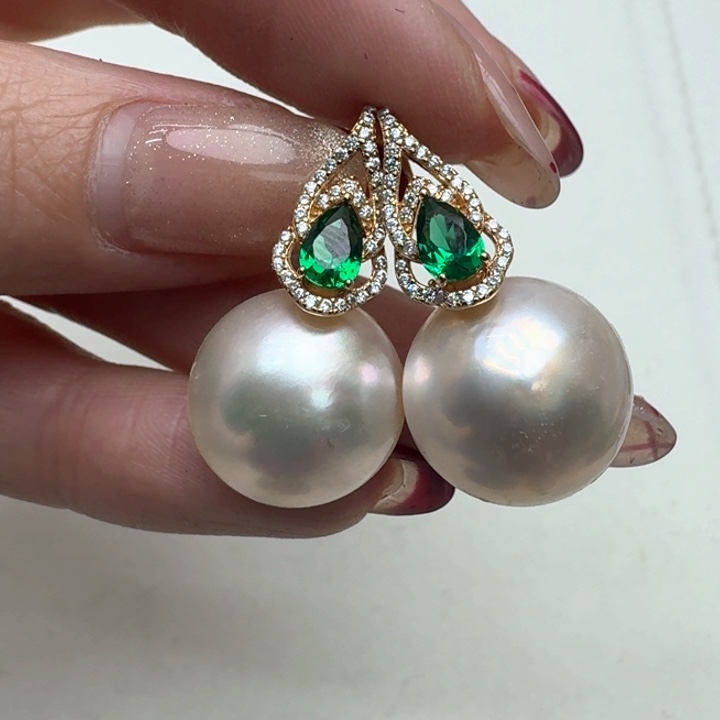 拼合珍珠（马贝珠）耳饰银S925镶嵌