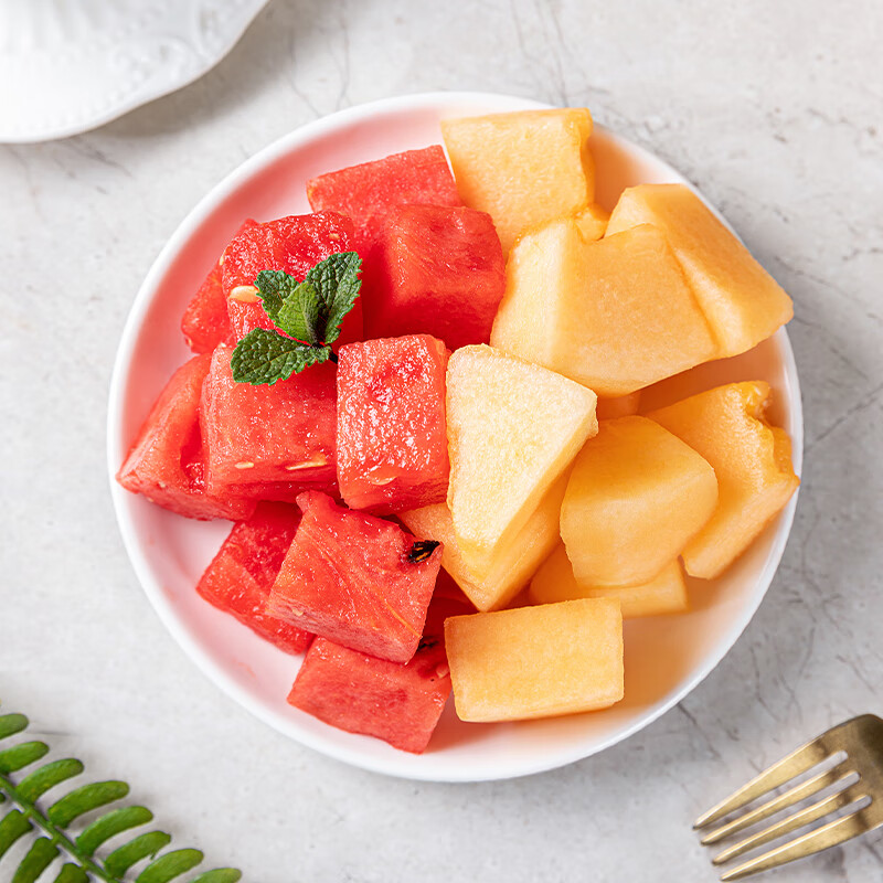 【双拼果切】鲜切西瓜+哈密瓜 350g/盒
