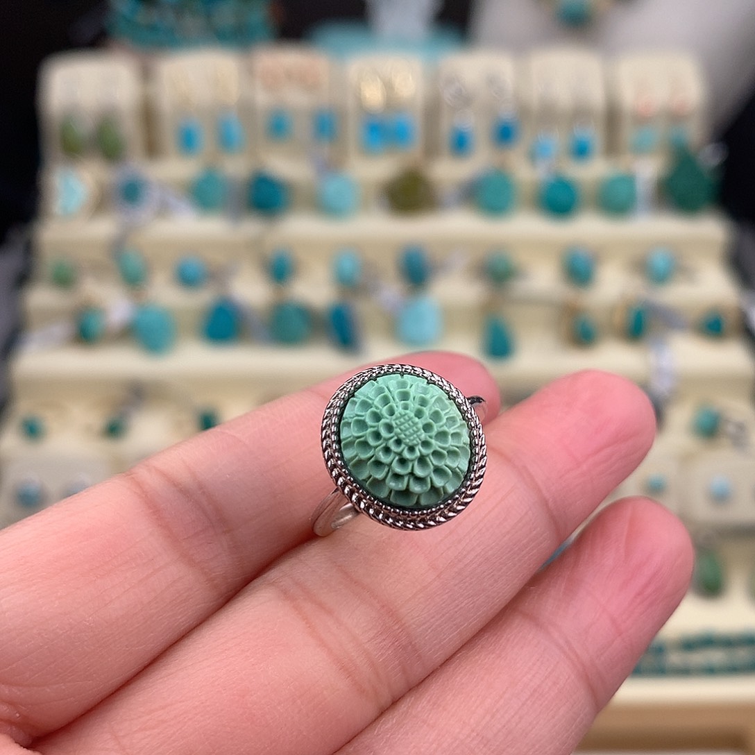 绿松石银S925镶嵌戒指