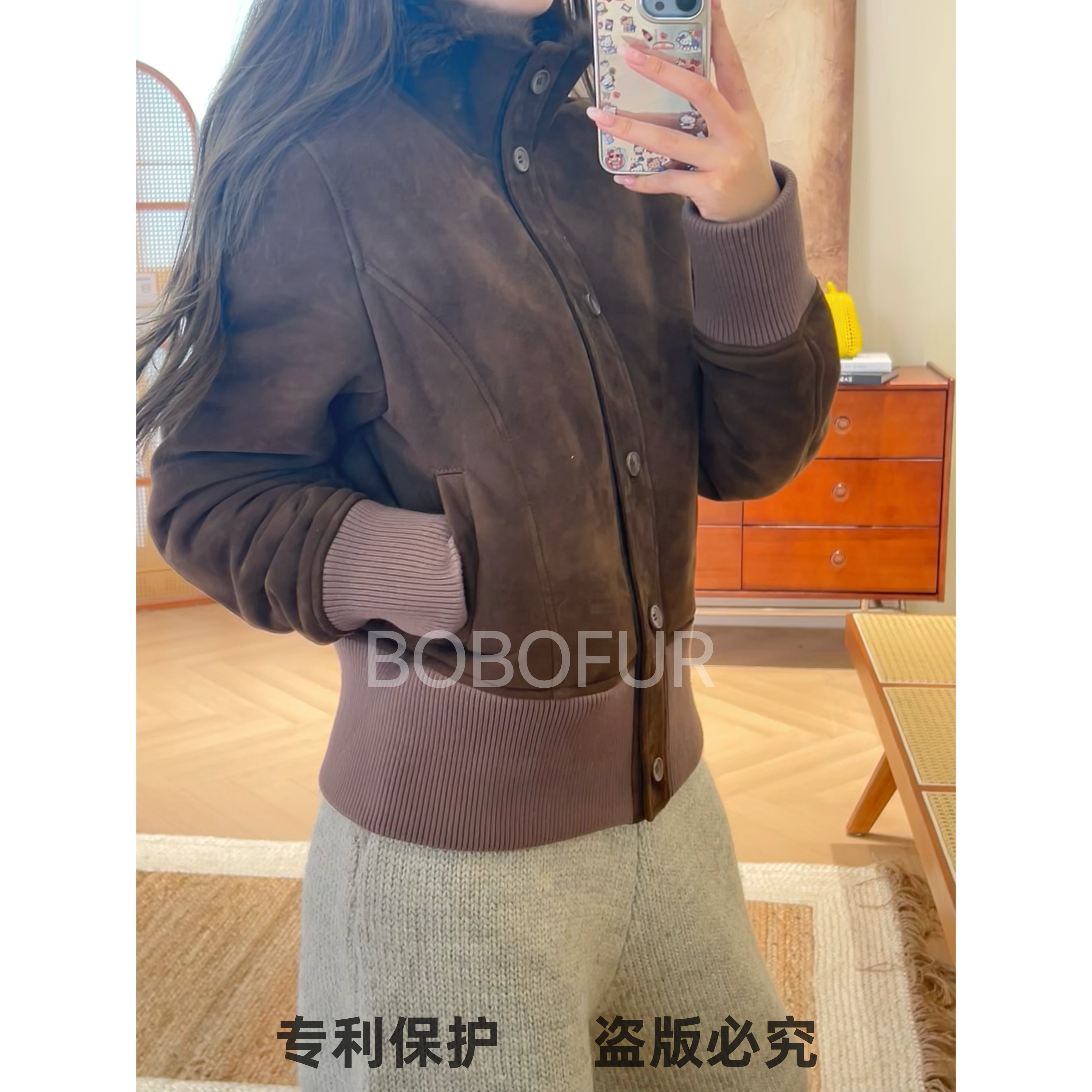 【秋冬新品】西班牙托斯卡纳反绒皮毛一体女款皮草显瘦女装外套0915