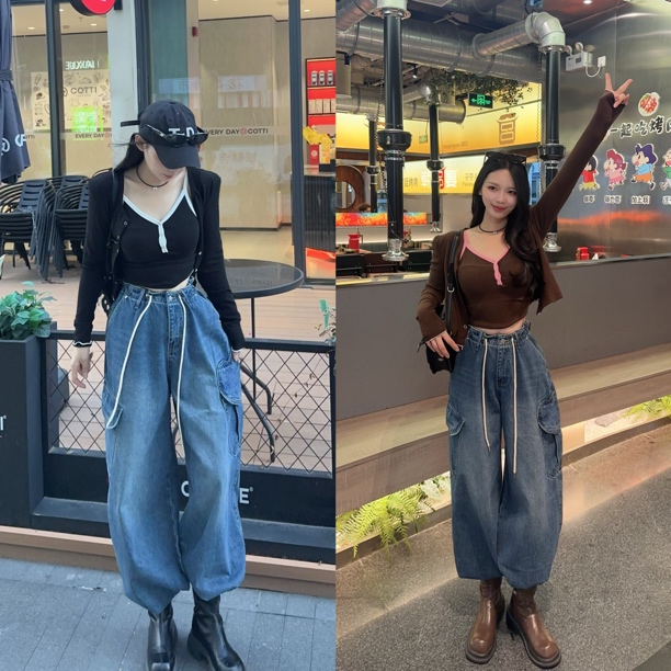【TX】定制原单吊带➕开衫两件套/定制重工侧爱心口袋牛仔裤