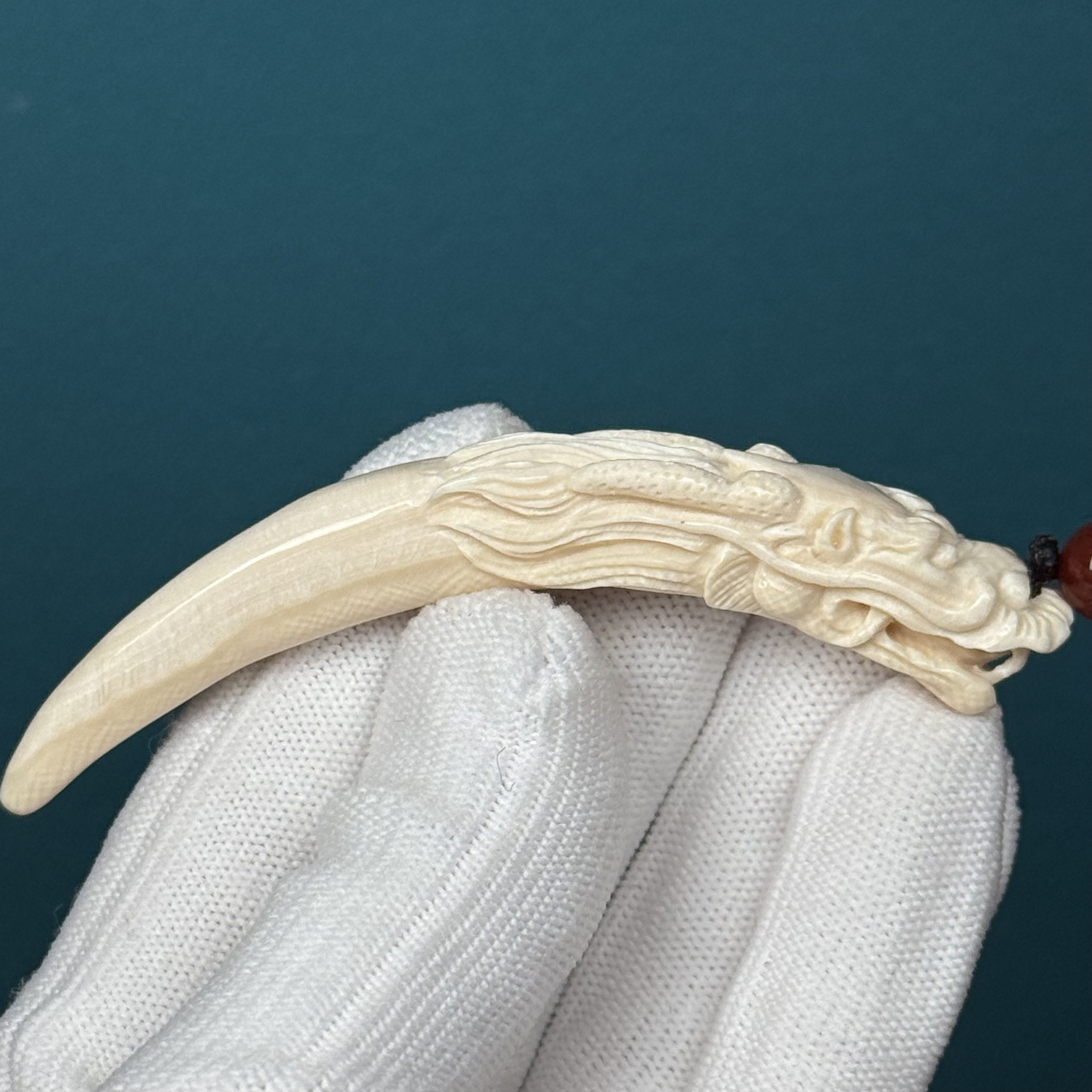 H82-19天然猛犸牙 雕刻龙牙尖11.7*81.5mm支持复检假一罚十