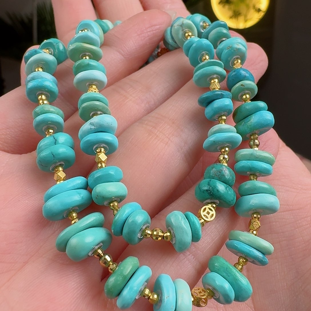 绿松石珠宝奇石18K金镶嵌