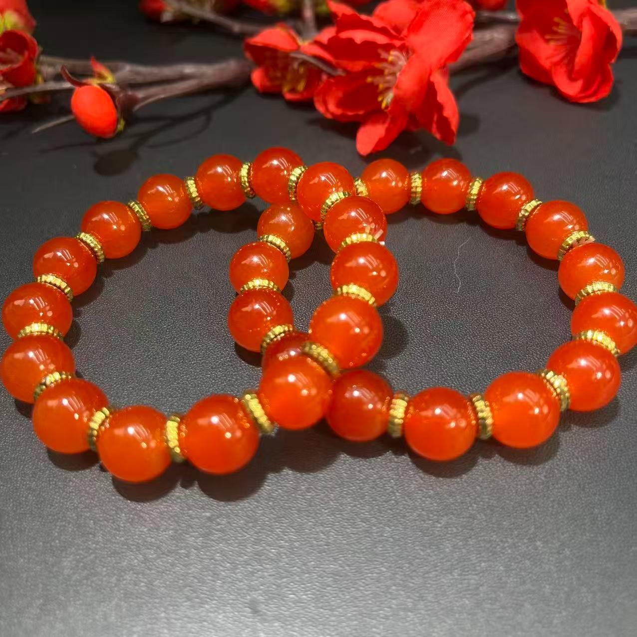 FL013-精美桔宏灯芯愺手串-多样性发其一