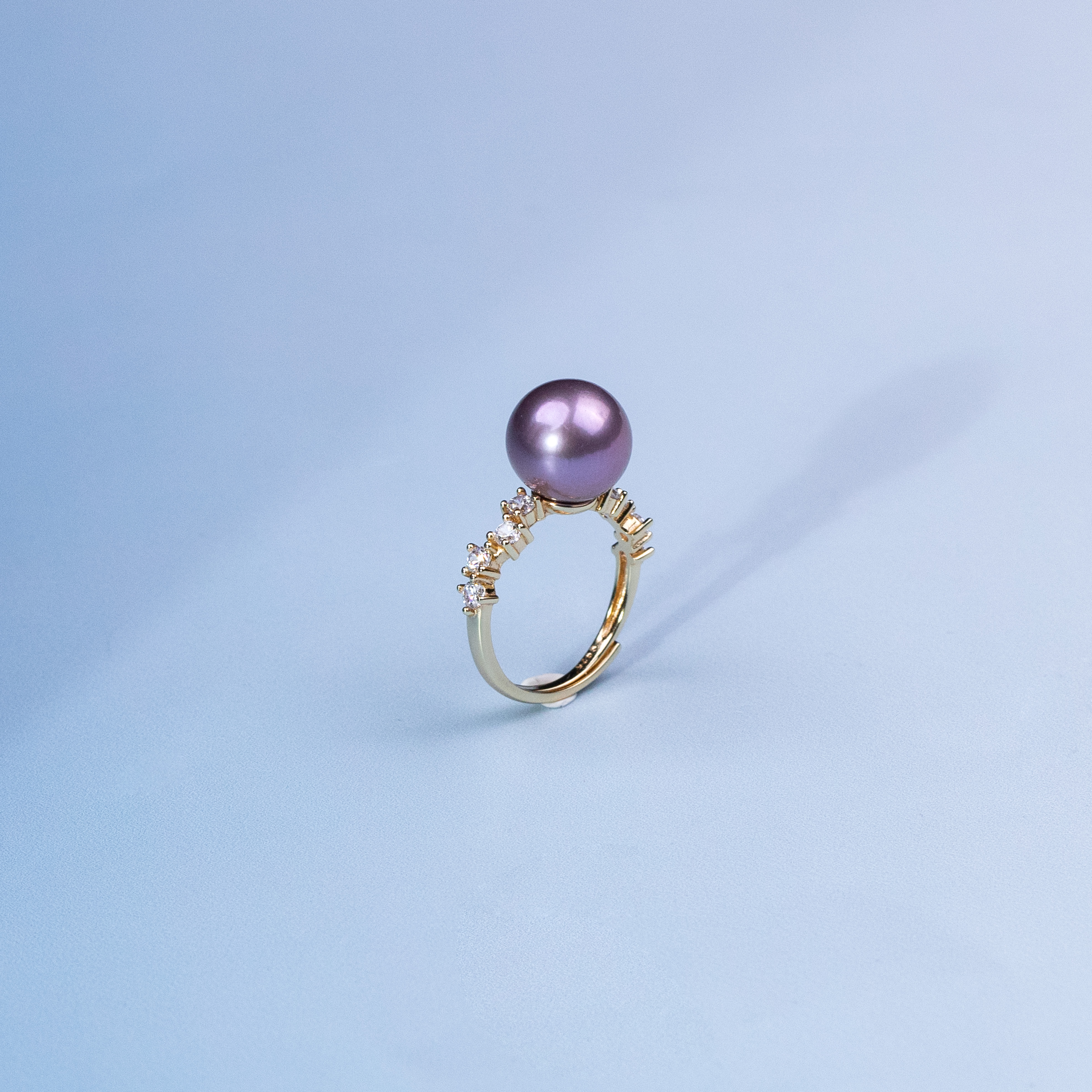 【海燕趣生活】S925银淡水珍珠紫珠戒指 10-11mm 开口可调节 时尚