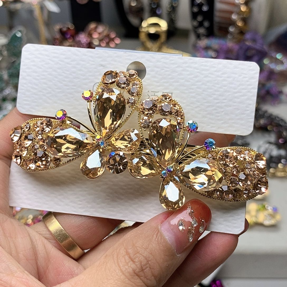 仿水晶合金蝴蝶弹簧夹