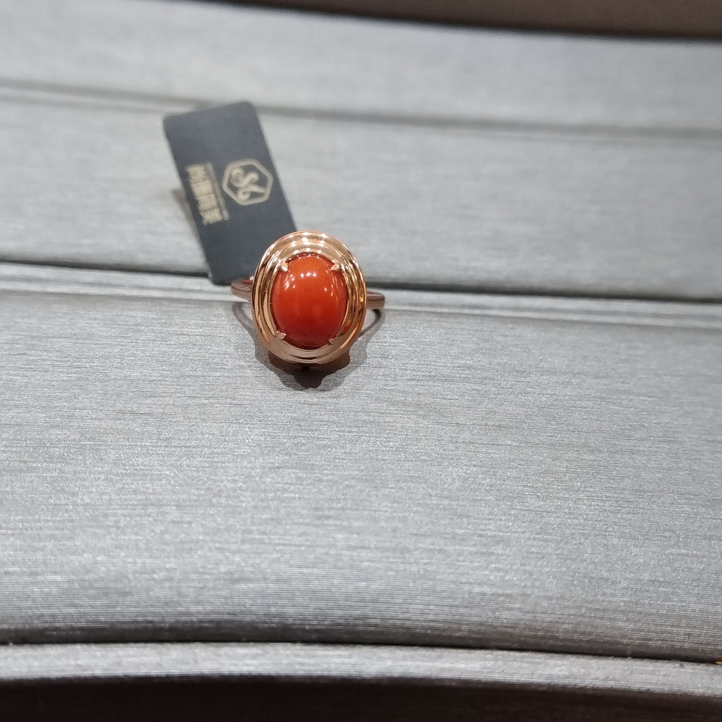 天然珊瑚戒指简单时尚百搭