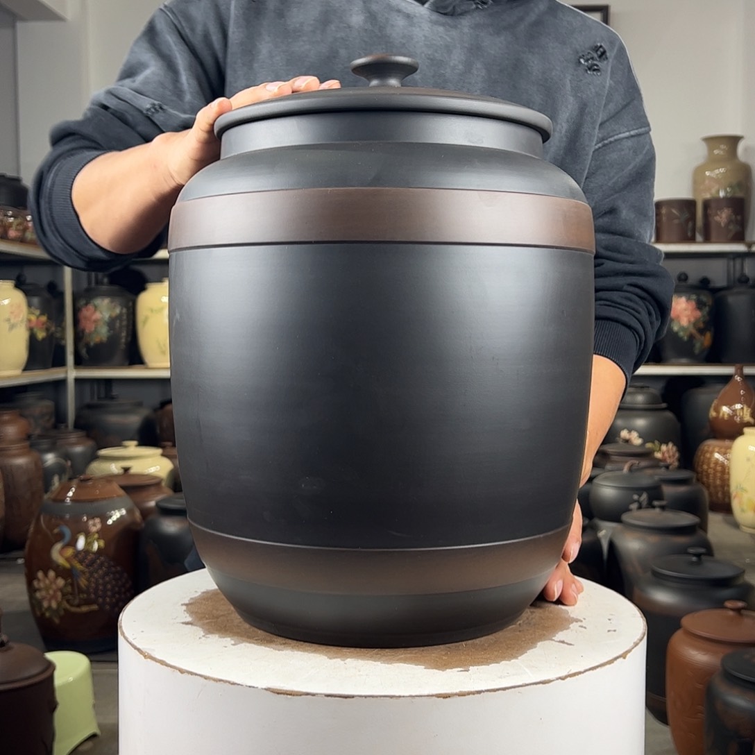 15饼茶缸25斤米缸纯手工素罐