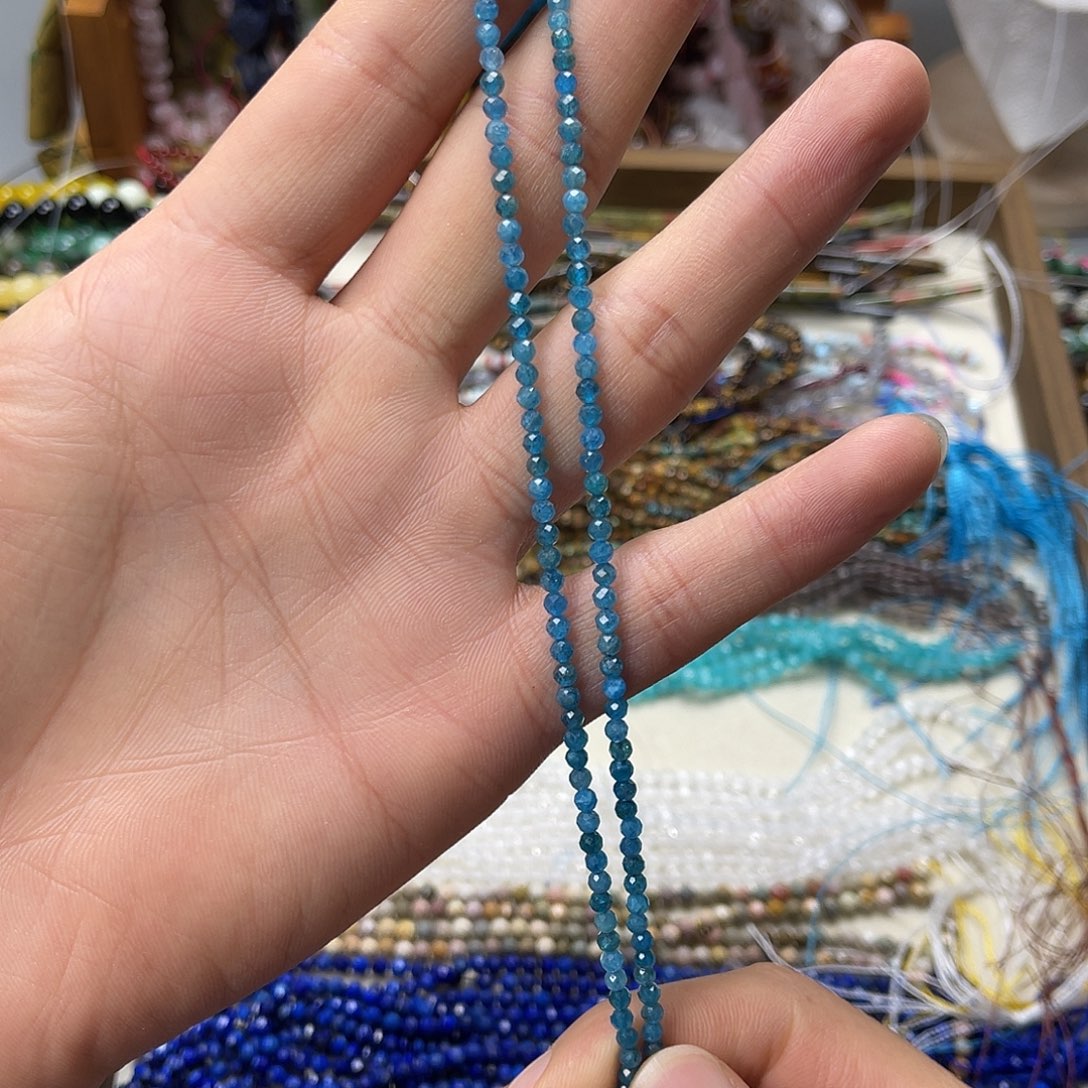 玛瑙/玉髓未镶嵌珠宝半成品卡3蓝磷辉切面一条