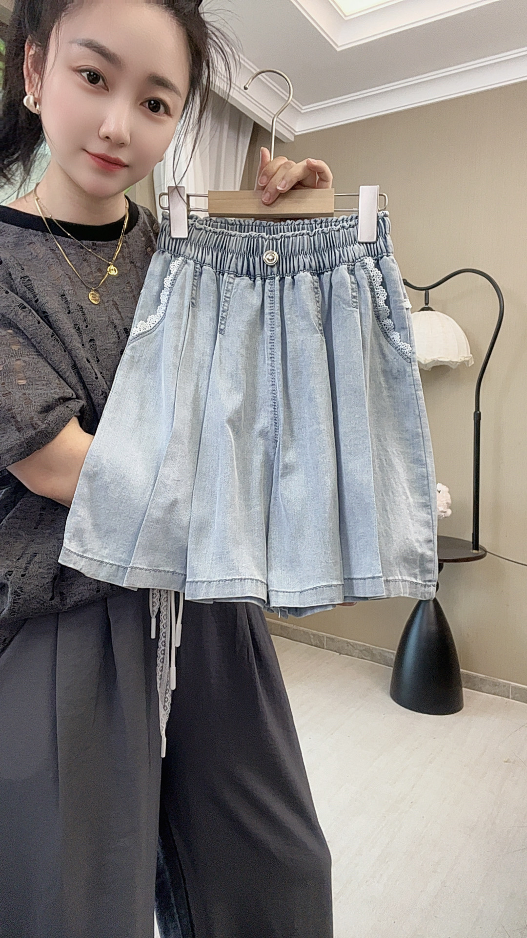 女童裙裤夏装2024新款儿童裤子女孩大童牛仔短裤套装夏季外穿童装