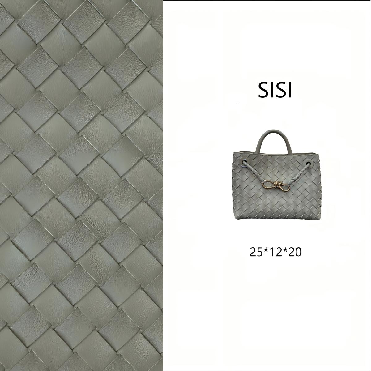 【尺寸：25*12*20】SISI原创设计真皮女包BV编织八字扣羊皮-洞石绿