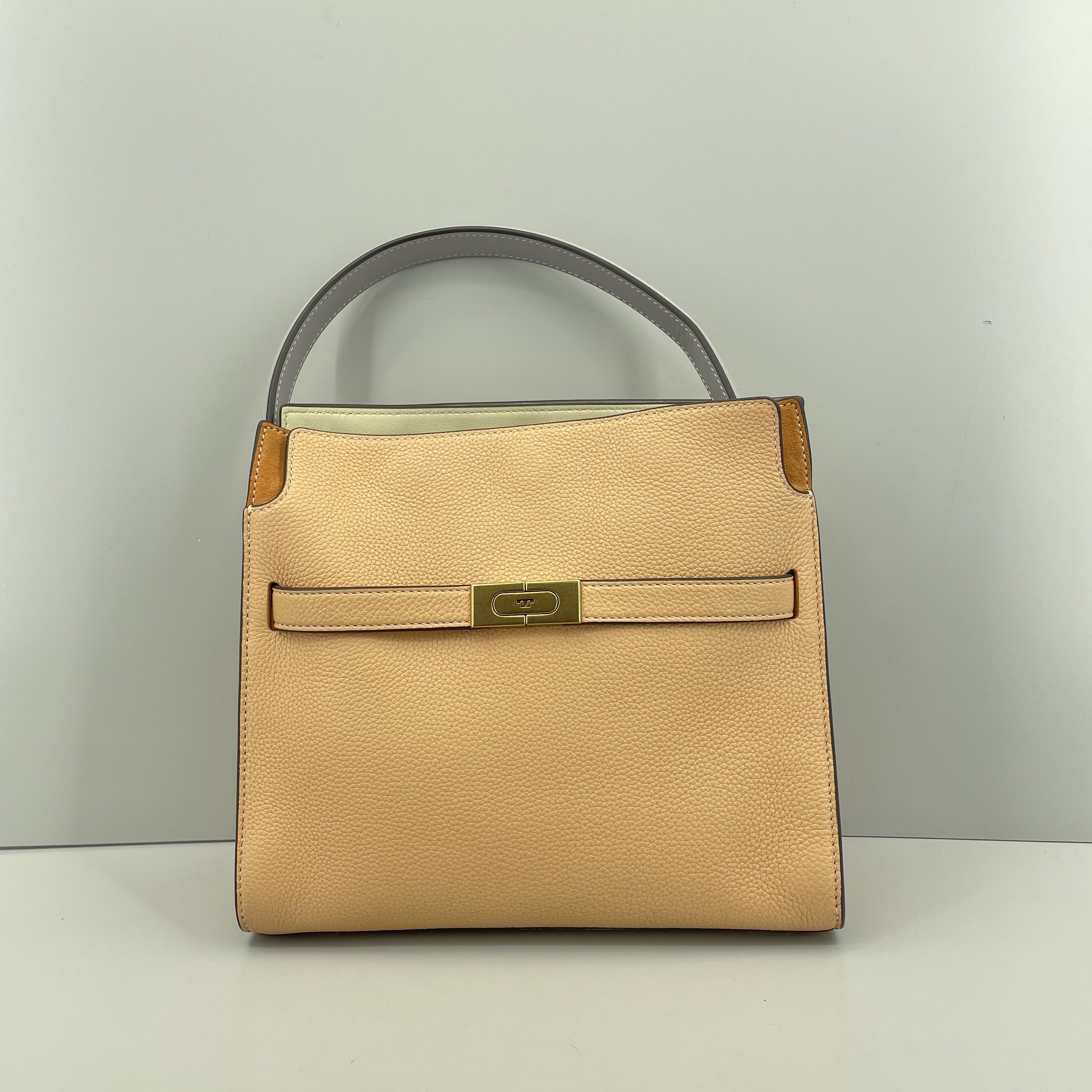 99新 TORY BURCH/汤丽柏琦 Doule Lee女士珊瑚粉色背包27x23x11cm