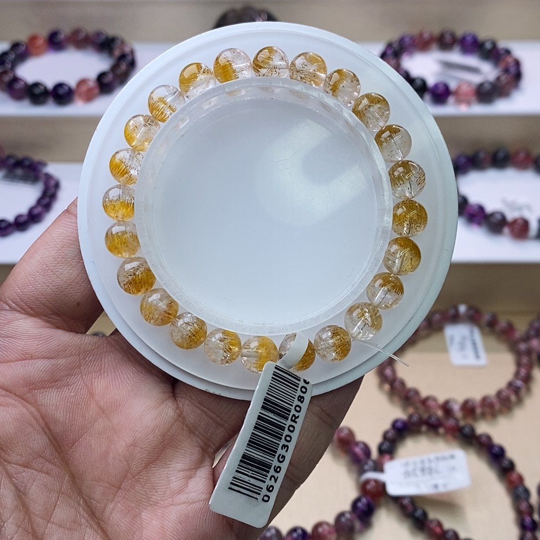 水晶手链未镶嵌黄金超七单圈8m