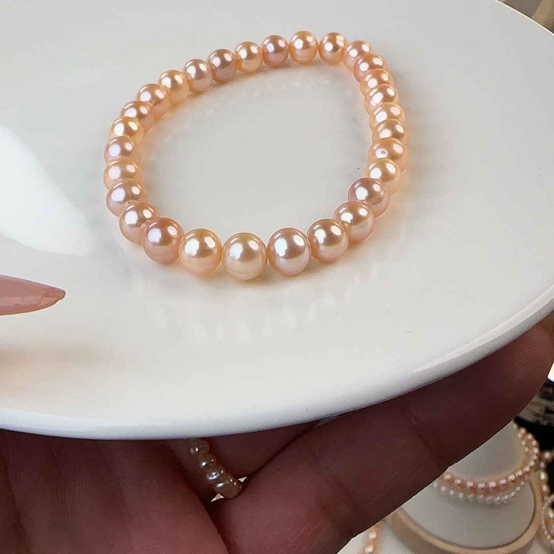 淡水珍珠未镶嵌手绳6-7mm微微瑕