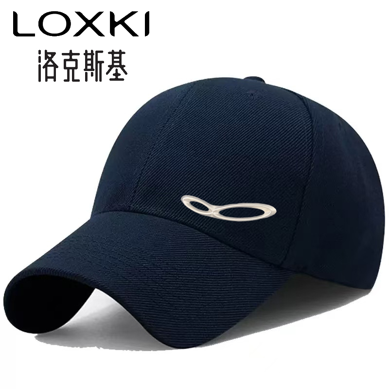 LOXKI/洛克斯基纯棉帽子男显白鸭舌帽国潮男士百搭显脸小棒球帽女