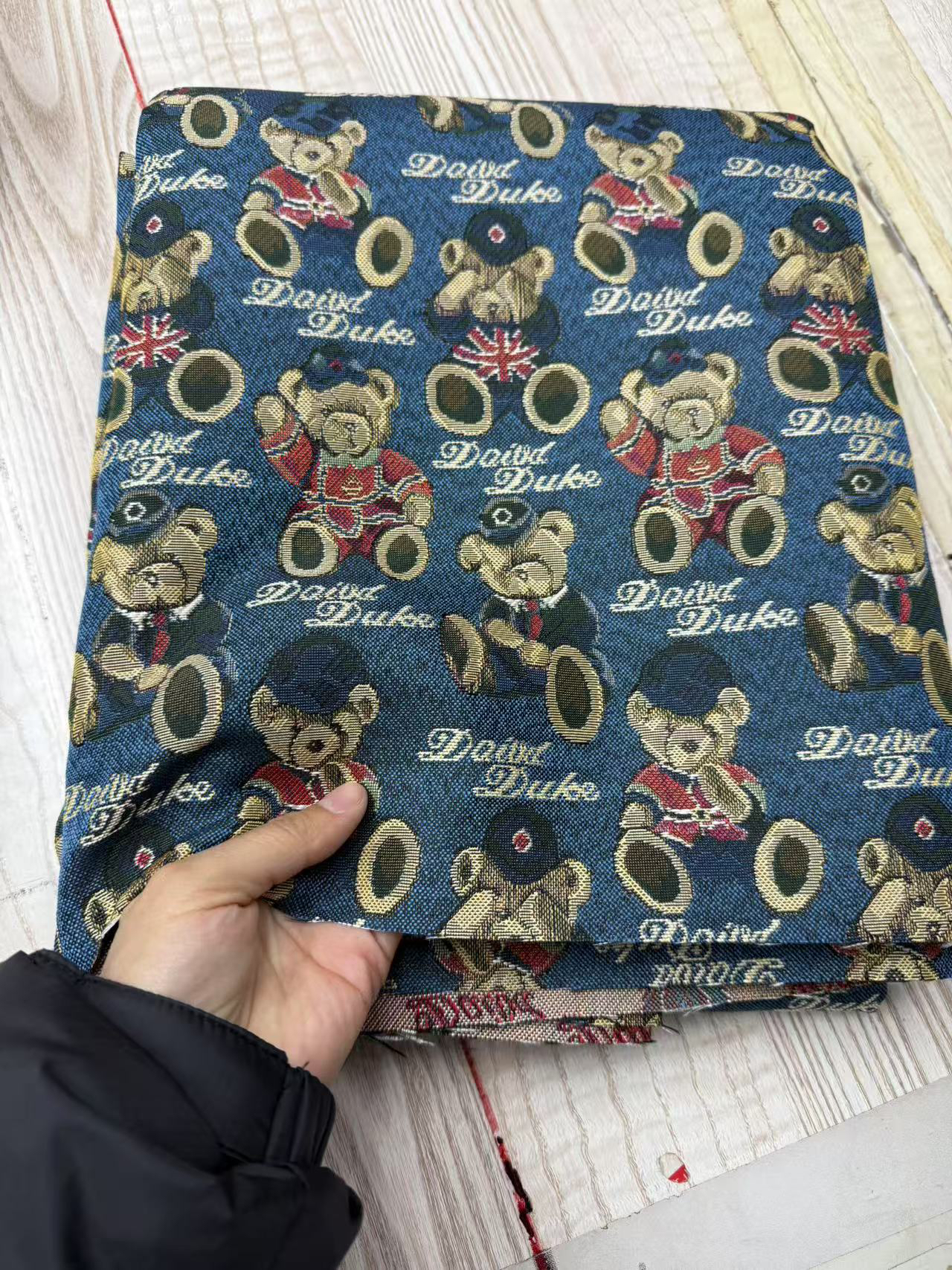 布料蓝色小熊织锦帆布包1-1.5米多拍连裁