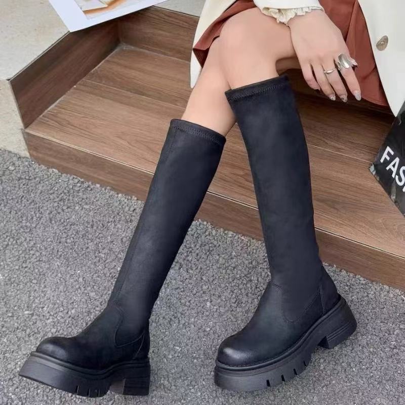 24M126-1 长筒靴女秋冬新款显瘦不过膝长靴英伦风  XZ/0108