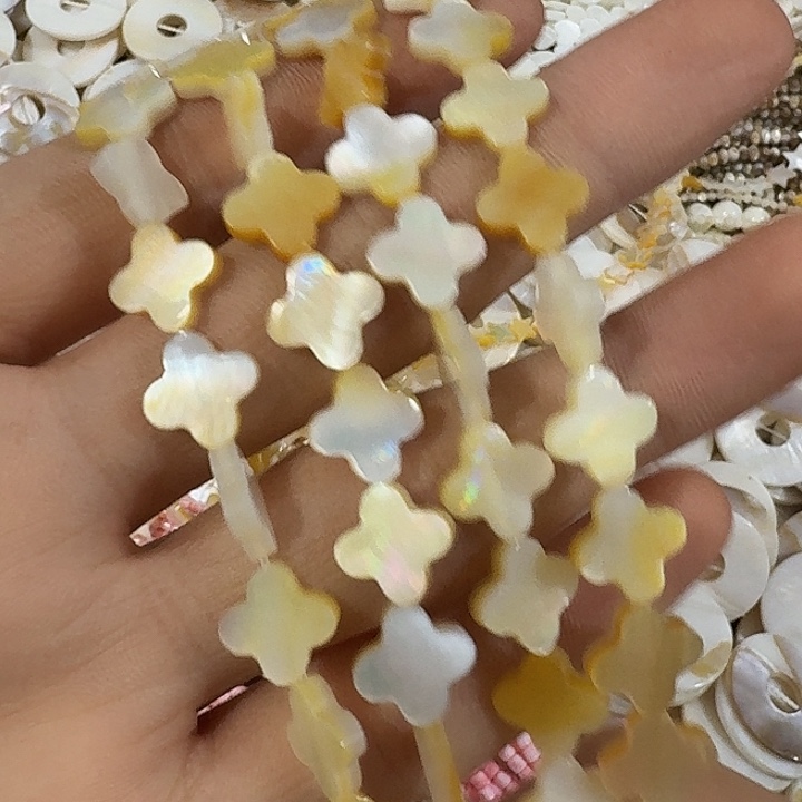 玛瑙/玉髓合金珠宝半成品一条10mm金蝶贝四叶草