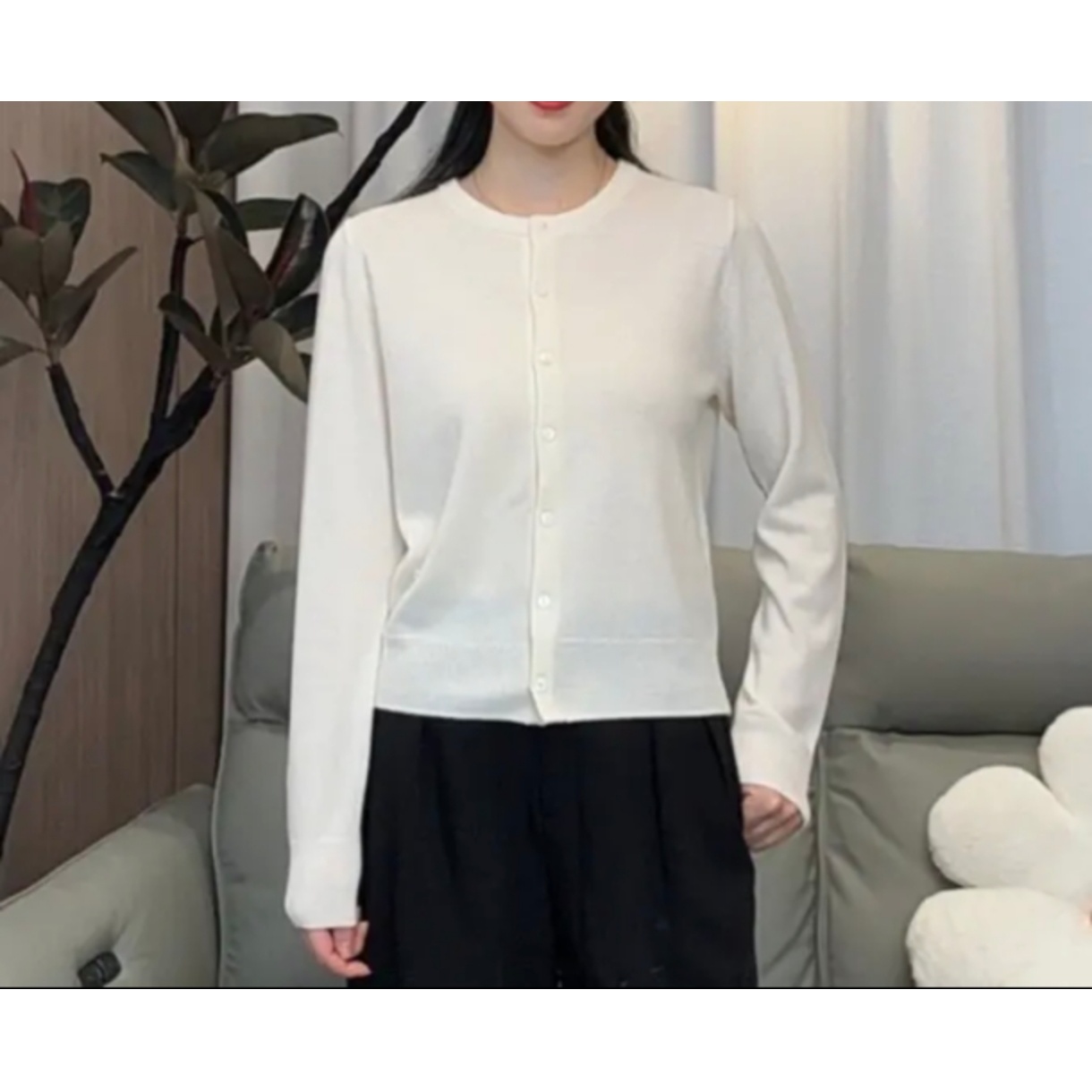 【100%绵羊毛】纯色圆领加厚开衫百搭针织羊毛衫BY002