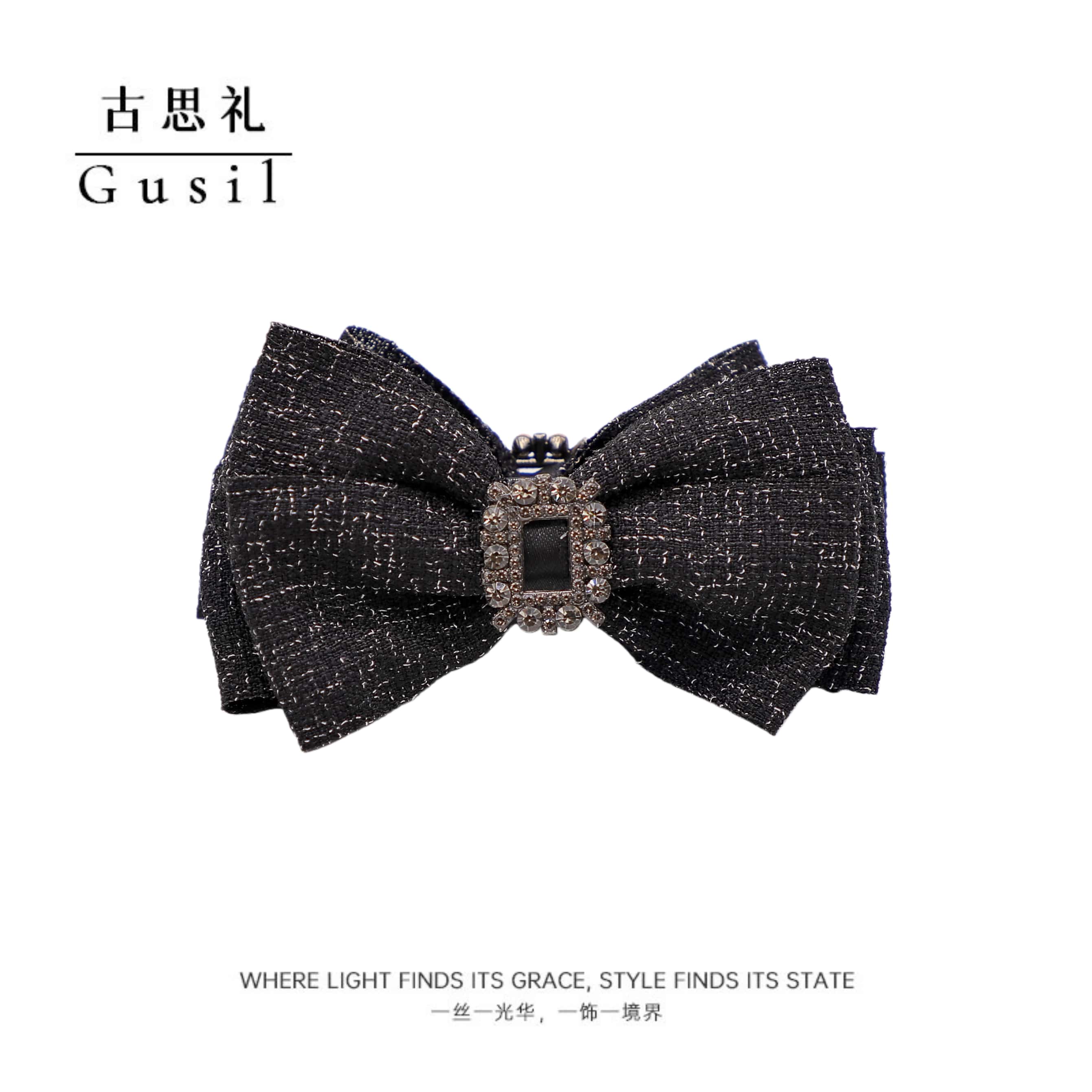 小香风蝴蝶结后脑勺盘发精致香蕉夹GS9404