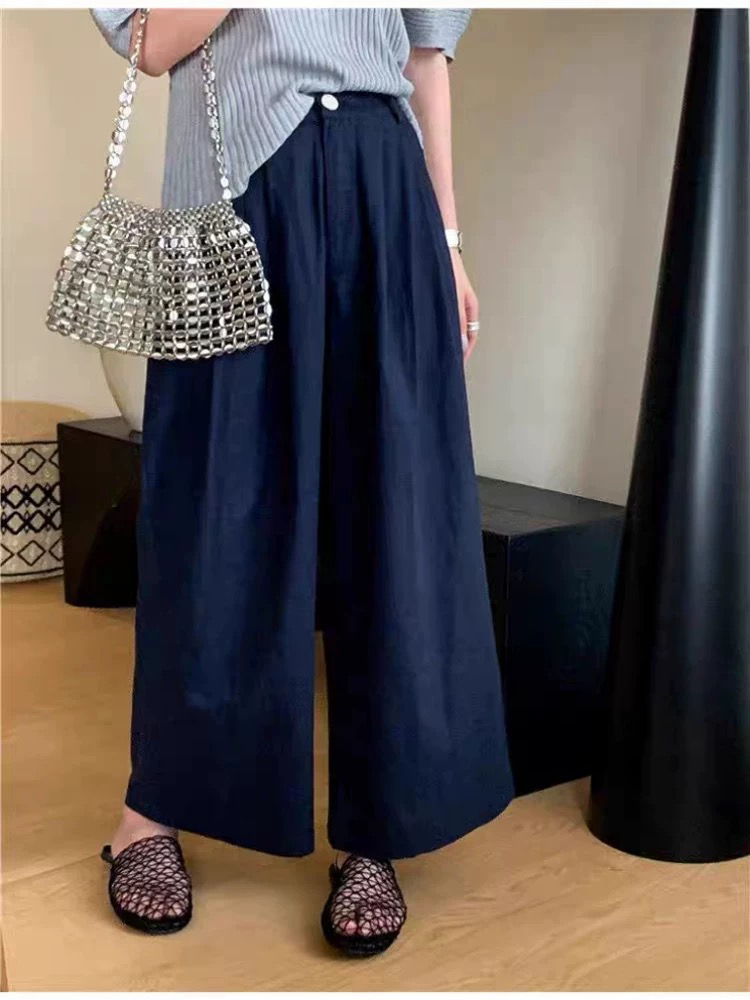 153款夏季新款时尚显瘦百搭气质薄款休闲直筒阔腿裤