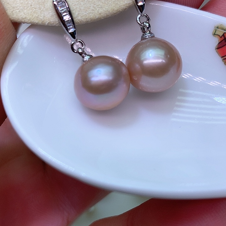 银S925镶嵌耳饰淡水珍珠