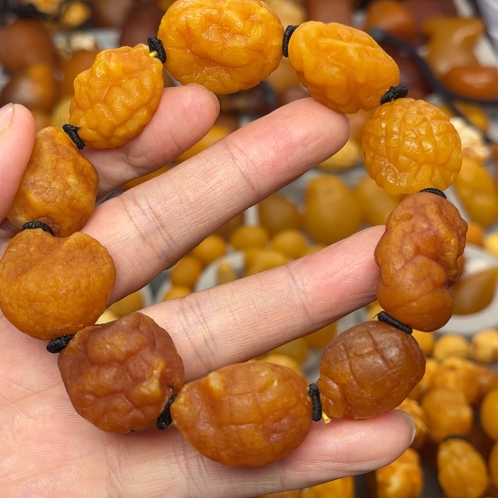 琥珀未镶嵌裸石天然蜜蜡手串