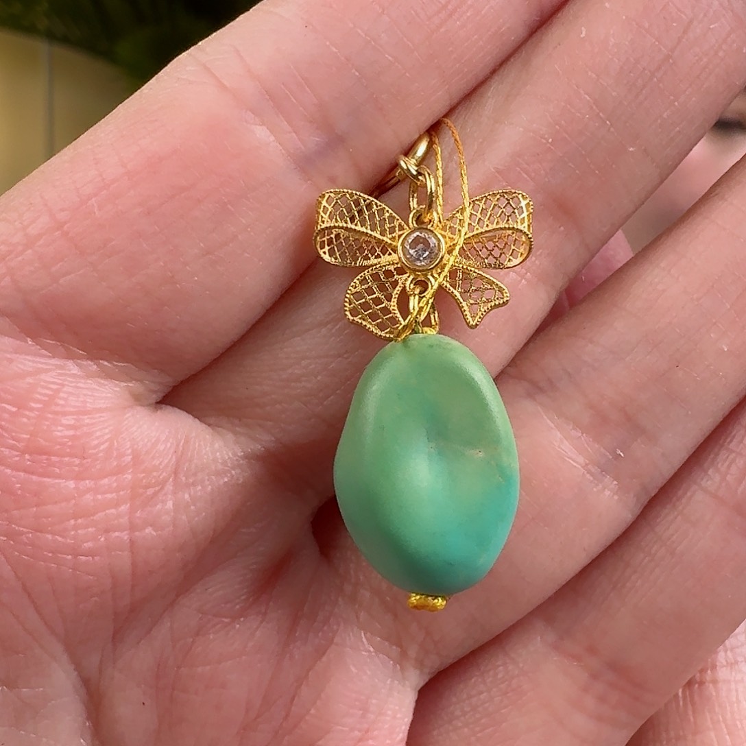 绿松石珠宝奇石18K金镶嵌