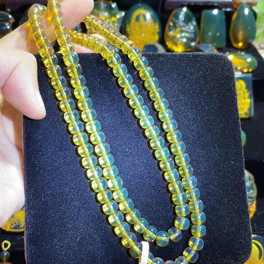 手链琥珀未镶嵌蓝珀老型7.5mm108