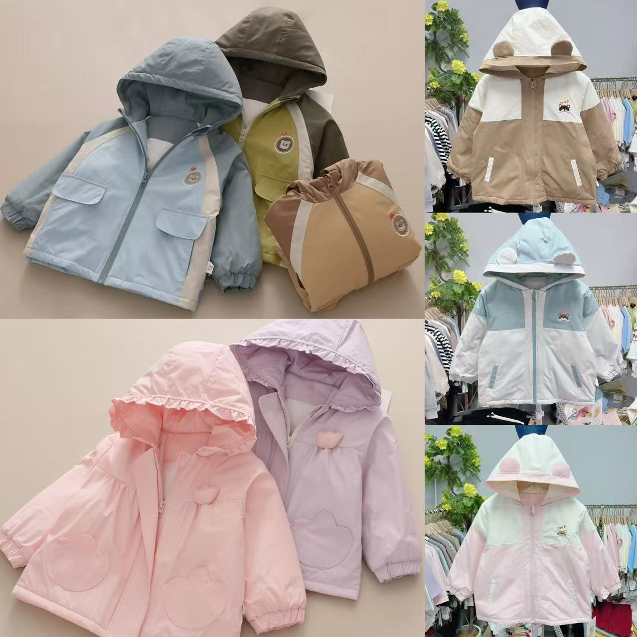 【青檬童年品牌】儿童秋冬三防夹棉风衣加厚外套连帽上衣1 5209 