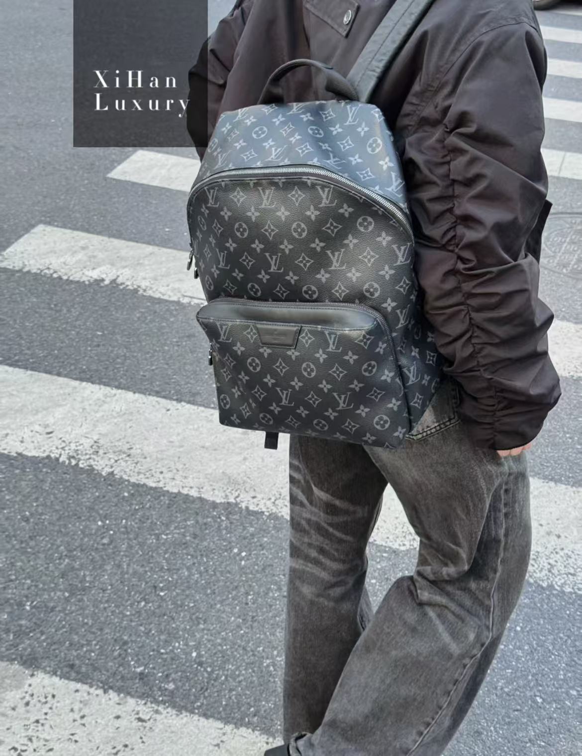 99新 LouisVuitton/路易威登 阿波罗双肩包黑花/公价无/甄选