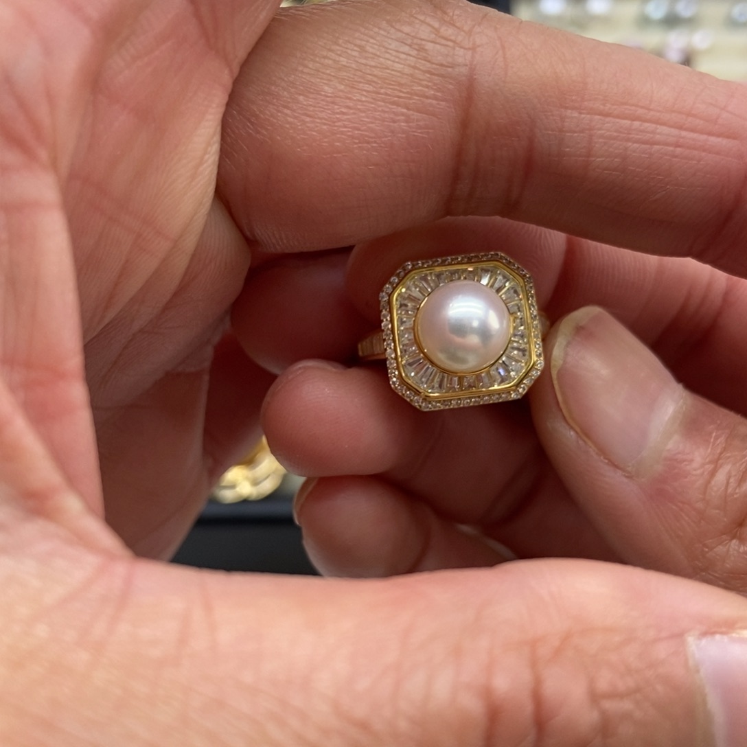 海水珍珠戒指银S925镶嵌