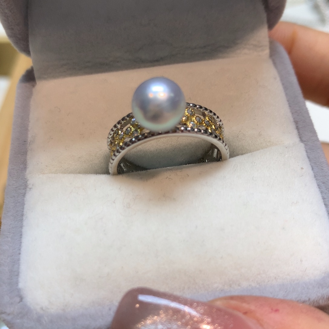 海水珍珠戒指银S925镶嵌
