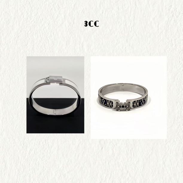 钛钢珐琅手镯 3CC【珐琅手镯】经典H罗马几何艺术质感首饰6676