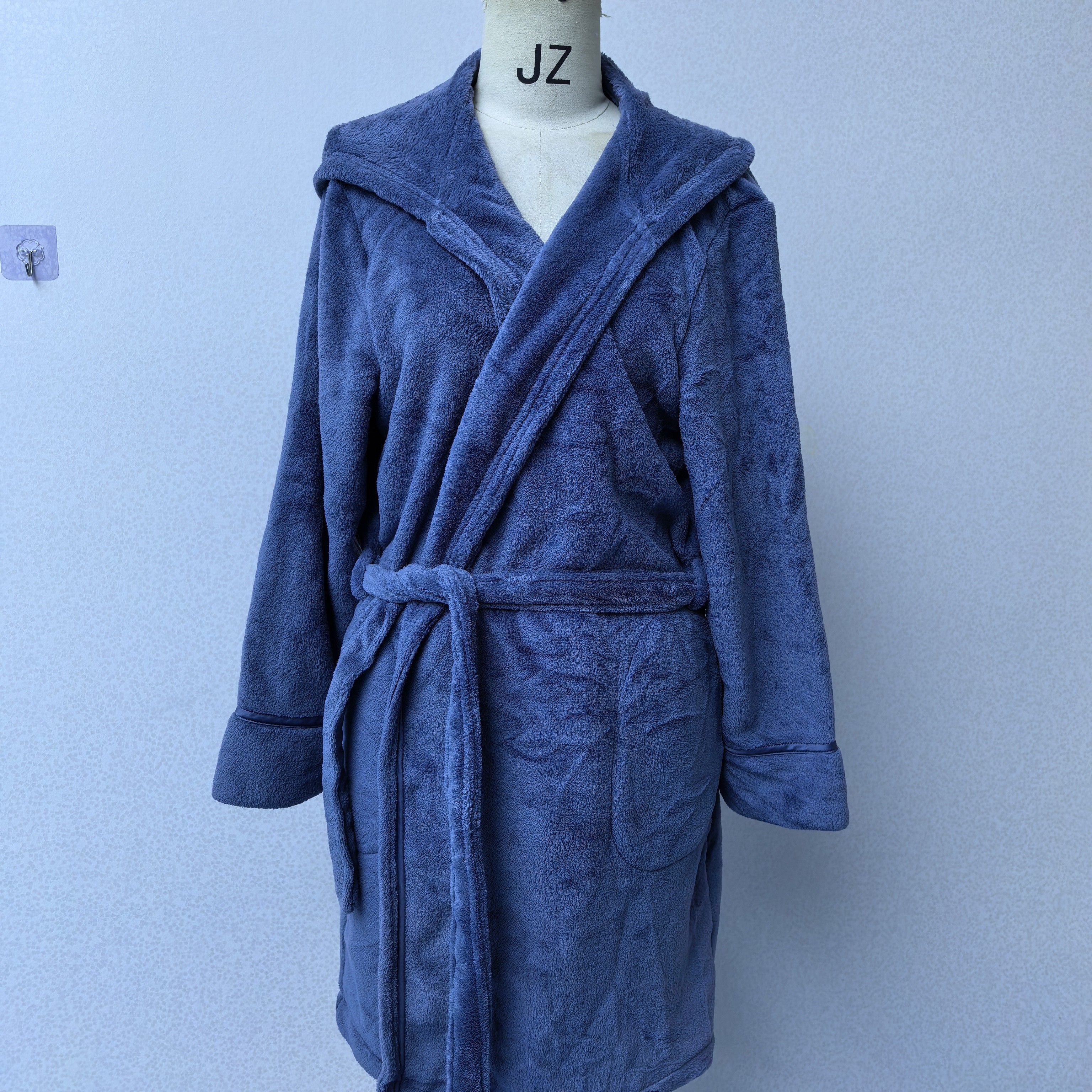 【灰蓝短款】情侣睡袍秋冬保暖双面法兰绒柔软舒适中长款浴袍