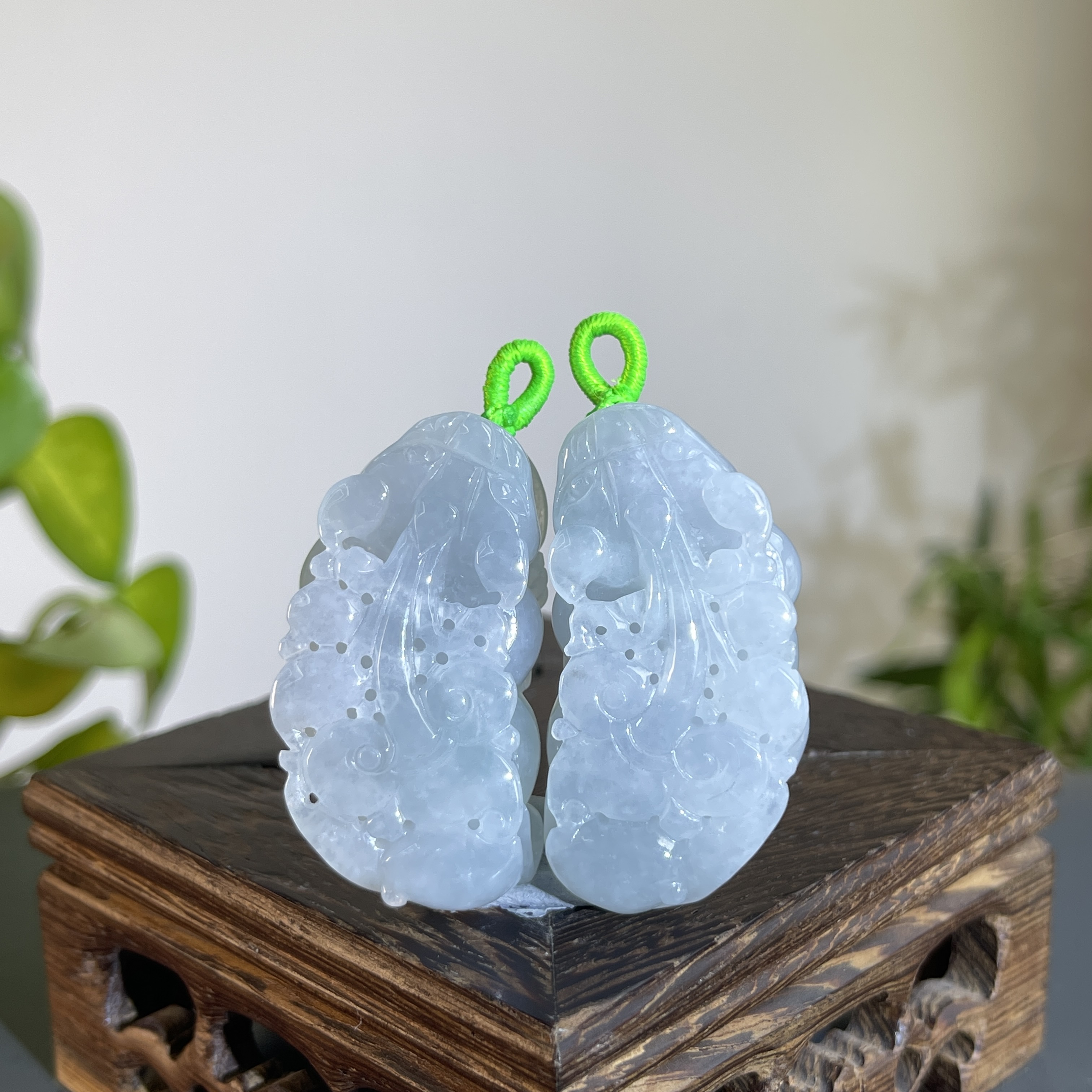 JXW04-68 天然缅甸A货翡翠 一对貔貅