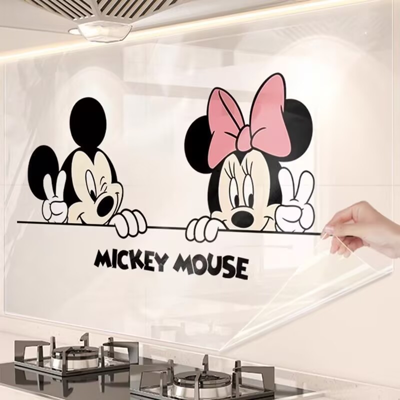 米奇厨房油烟贴透明贴膜耐高温灶台防油贴油烟机墙纸自粘防水贴