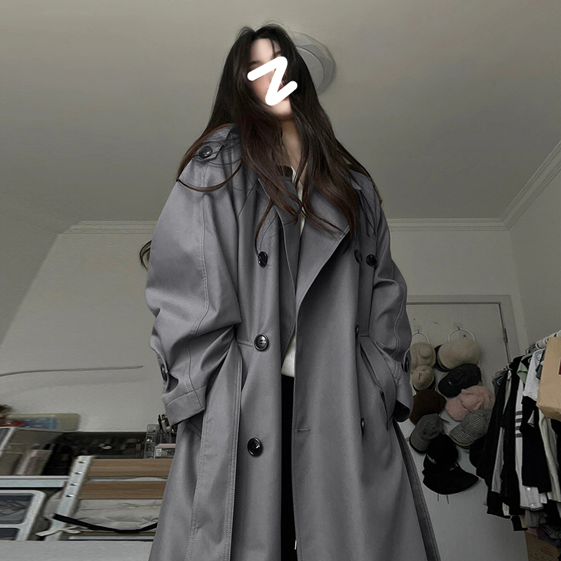 灰色风衣外套女中长款2025新款早春秋韩系小个子高级感英伦风大衣