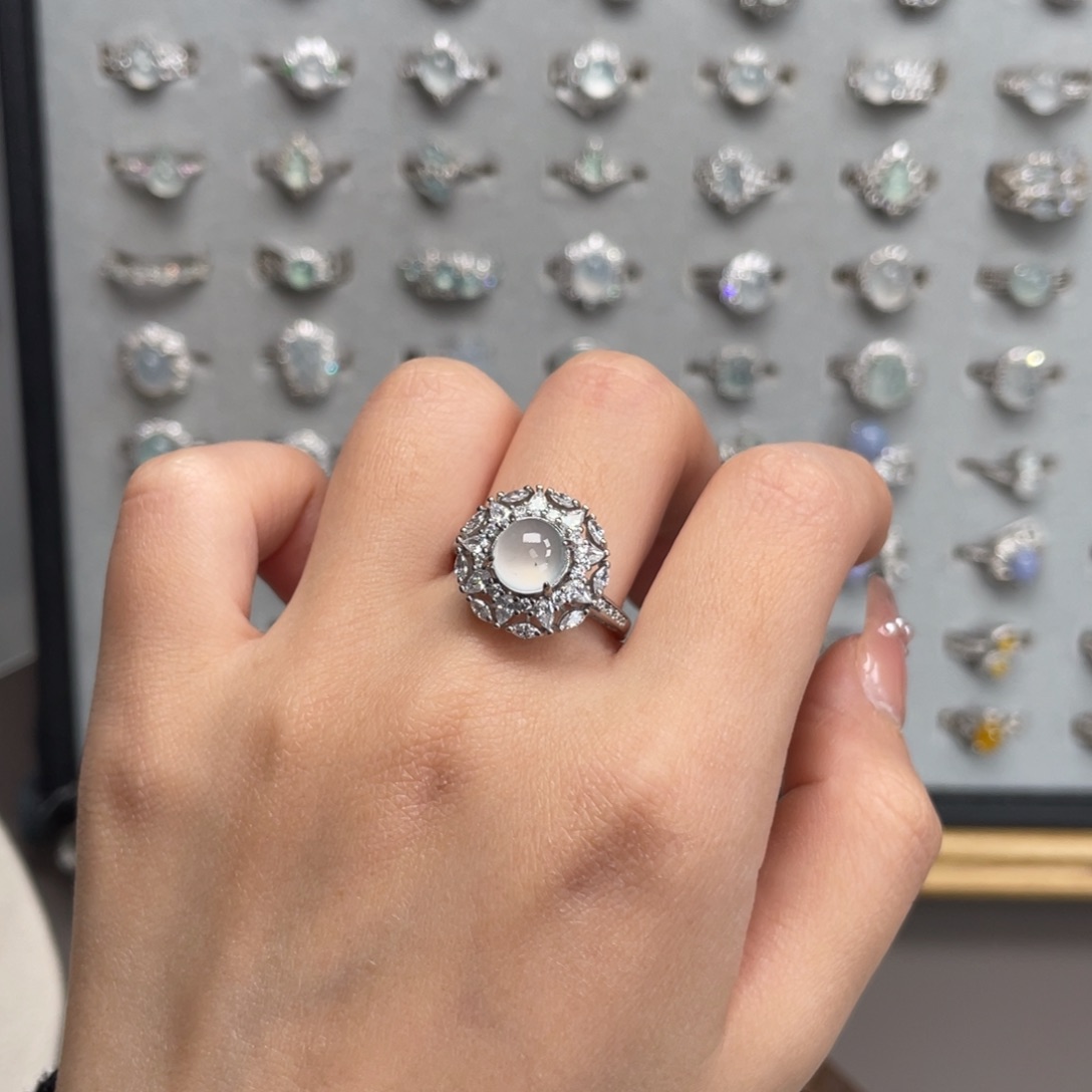 翡翠银S925镶嵌戒指