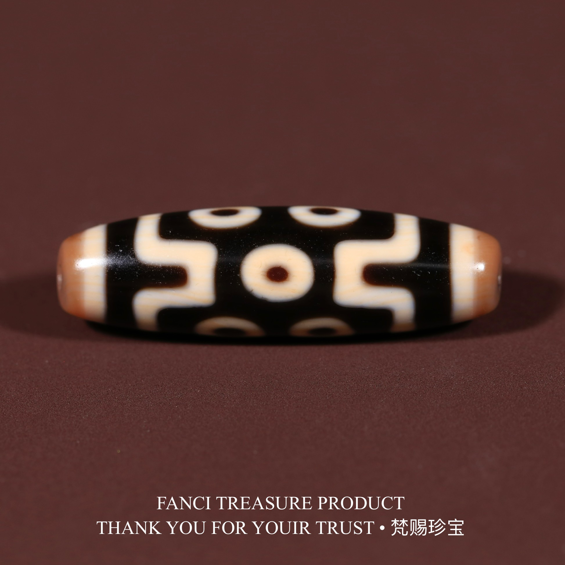 梵赐珍宝·【行运臻品任晓攀满砂】亲工坛城七眼48.4x14.1mm天珠