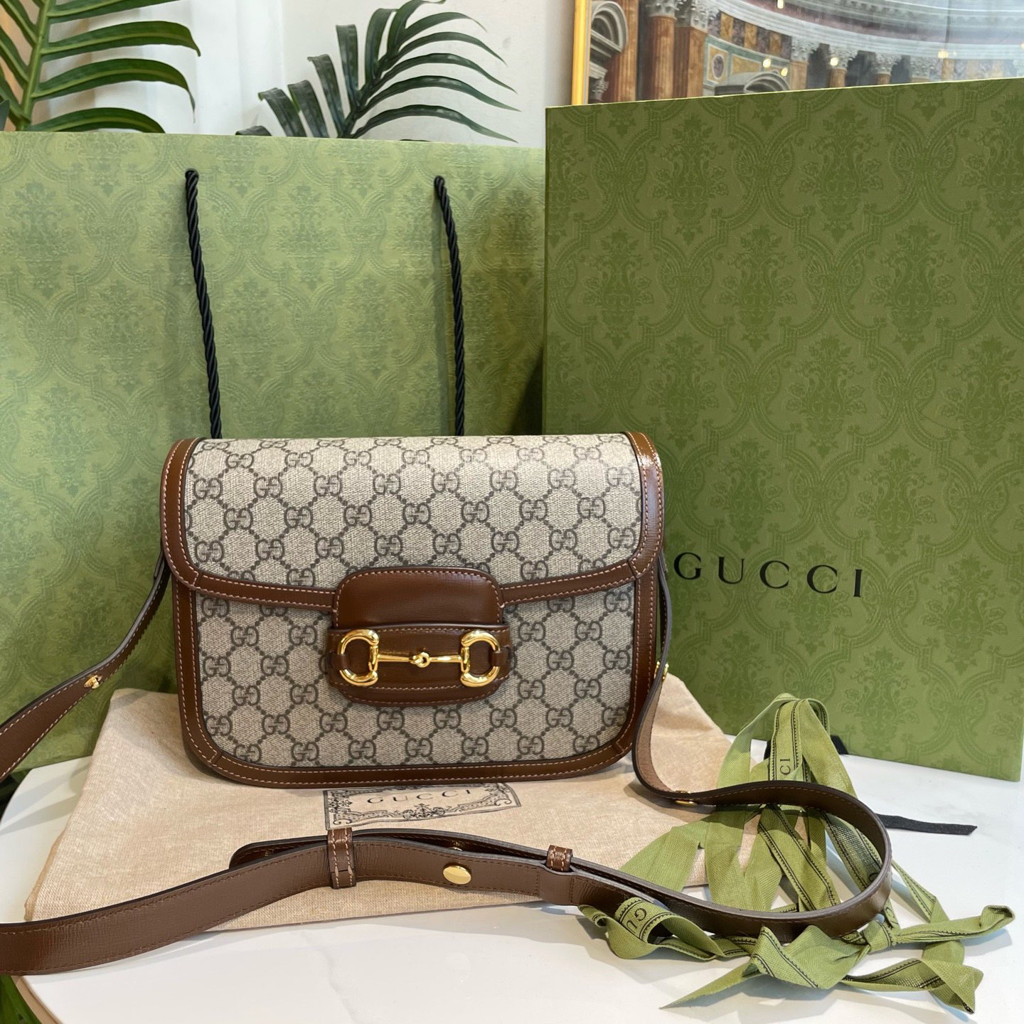 95新 GUCCI/古驰 杭御古屋/05540/1955马鞍斜挎包（全套）