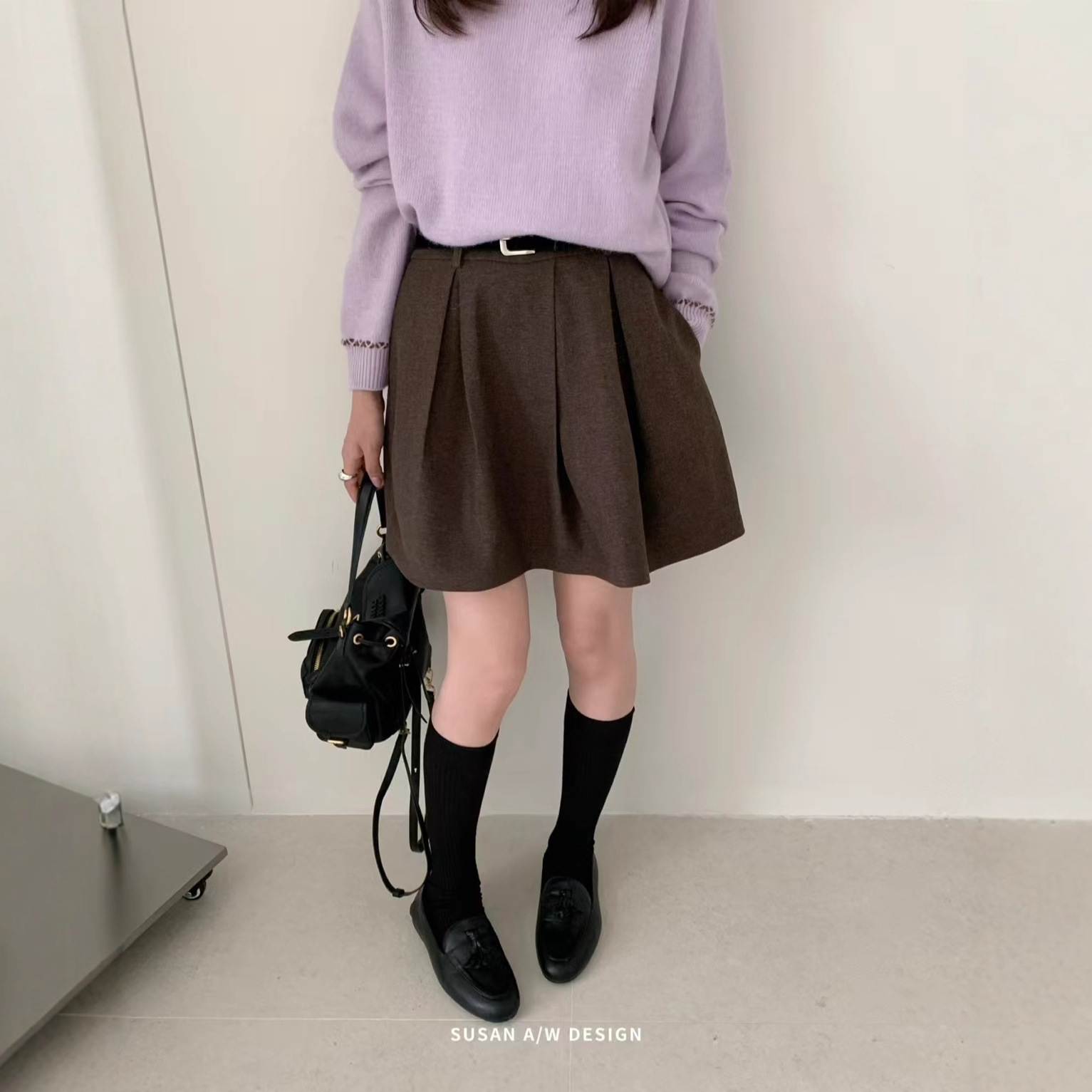 2025年新款百搭减龄半身裙女秋季休闲通勤短裙配腰带TW779