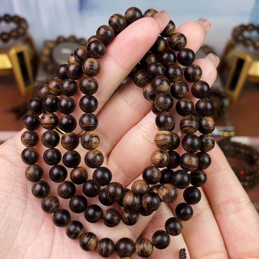 手串沉香越南芽庄白奇楠沉香瘤疤虎斑纹0.7