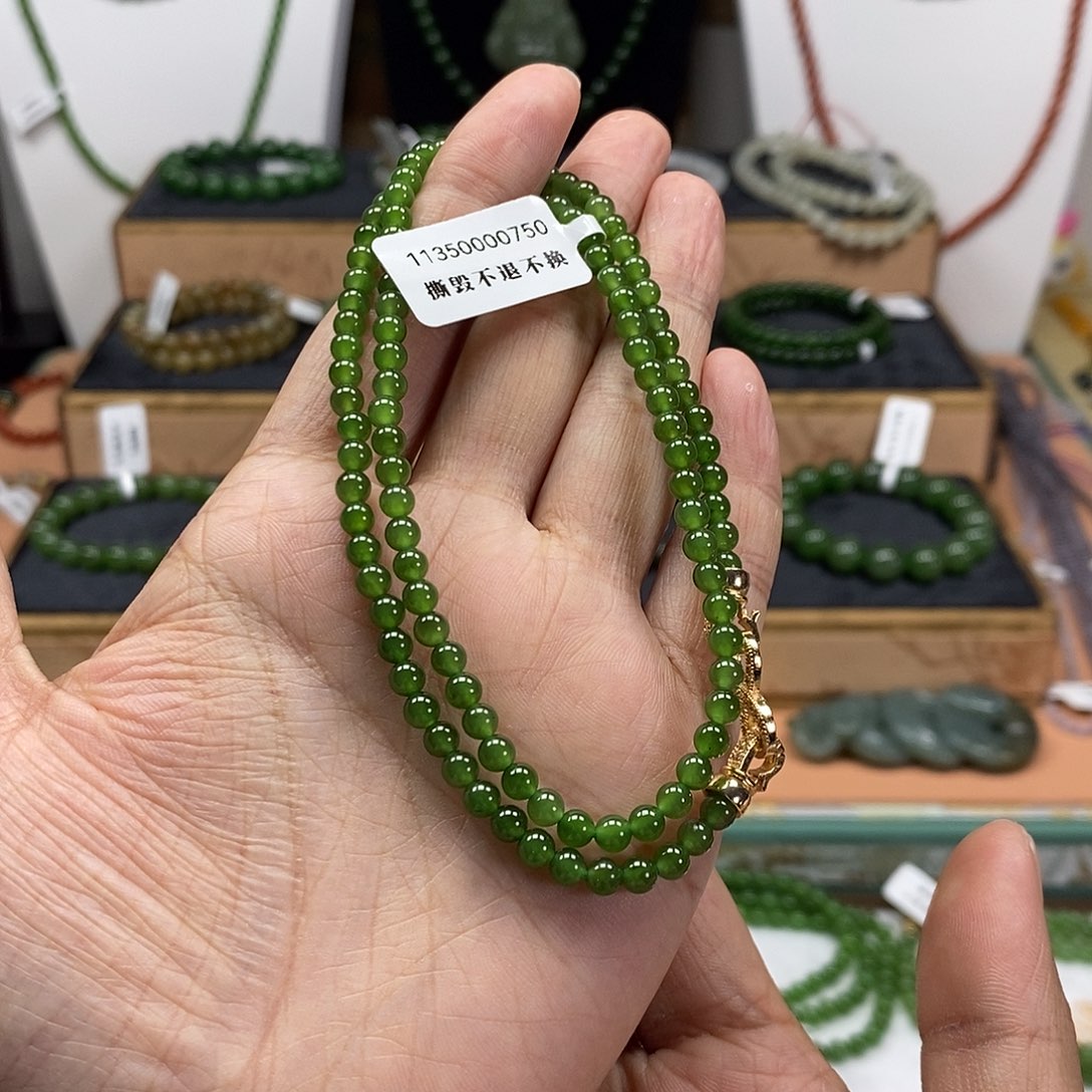 和田玉（碧玉）颈饰未镶嵌4mm