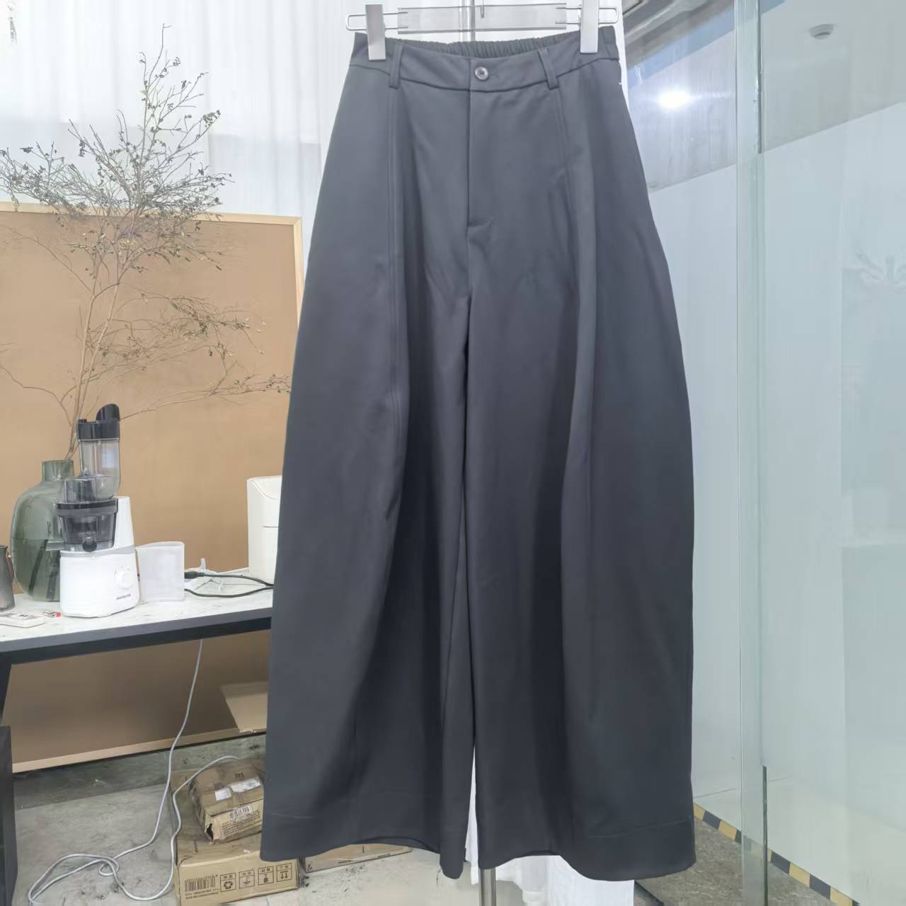 高腰直筒裤秋季休闲风长裤休闲裤薄款水洗纯色