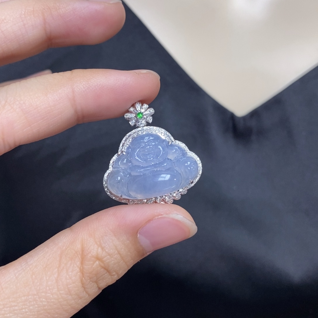 翡翠吊坠(不含链)18K金镶嵌