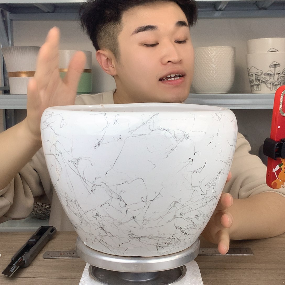 红陶微瑕/飞丝大理石20x17一个花盆