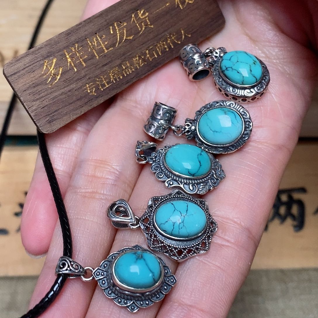 绿松石珠宝奇石银S925镶嵌