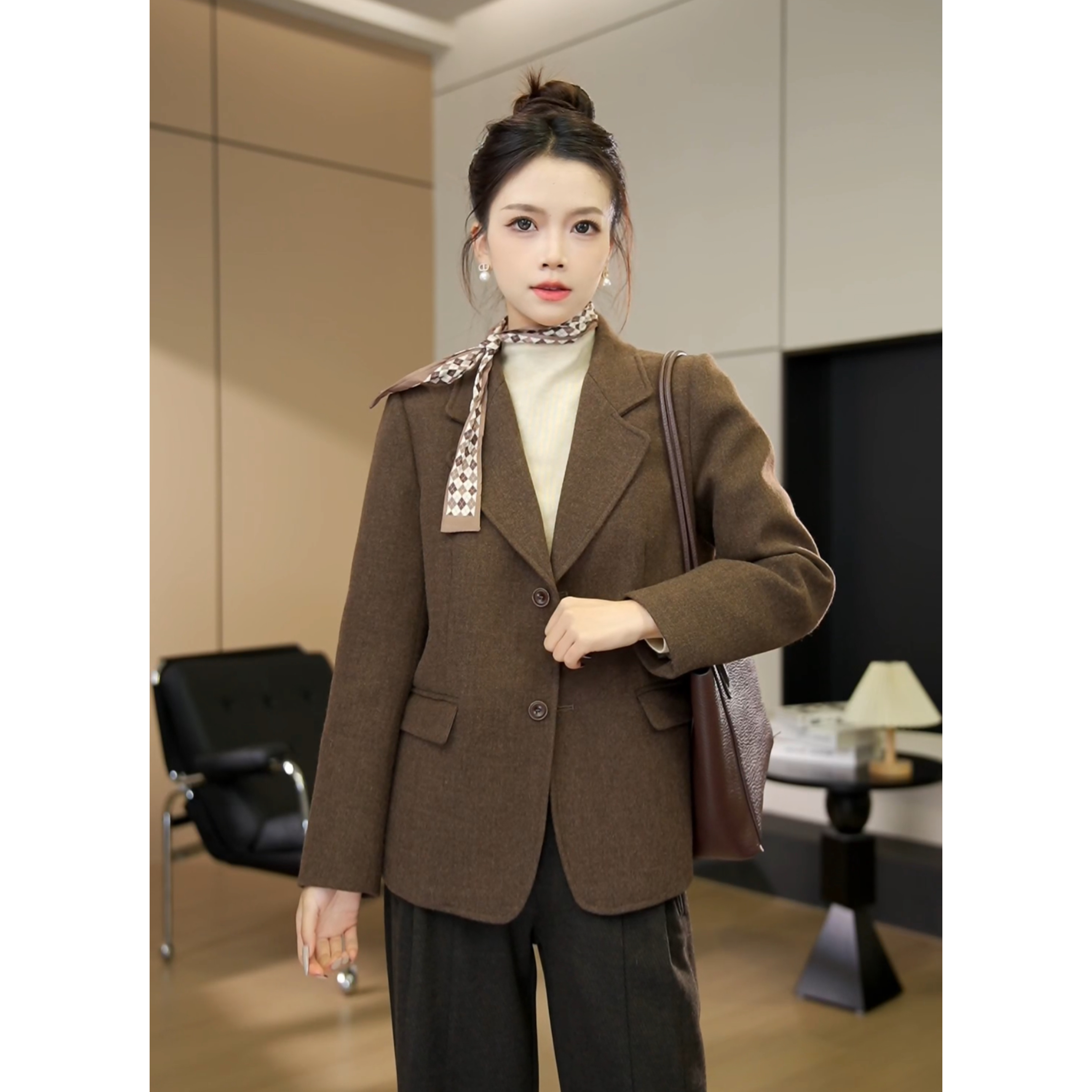 【155甜甜】冬季夹棉气质短款时尚休闲韩版百搭长袖短外套-8652 