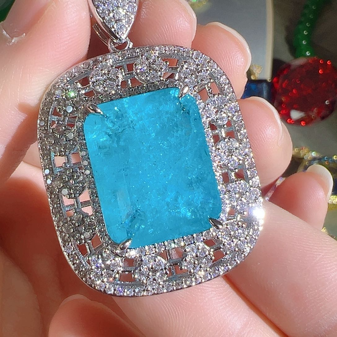 花岗石钨合金红色蓝色吊坠